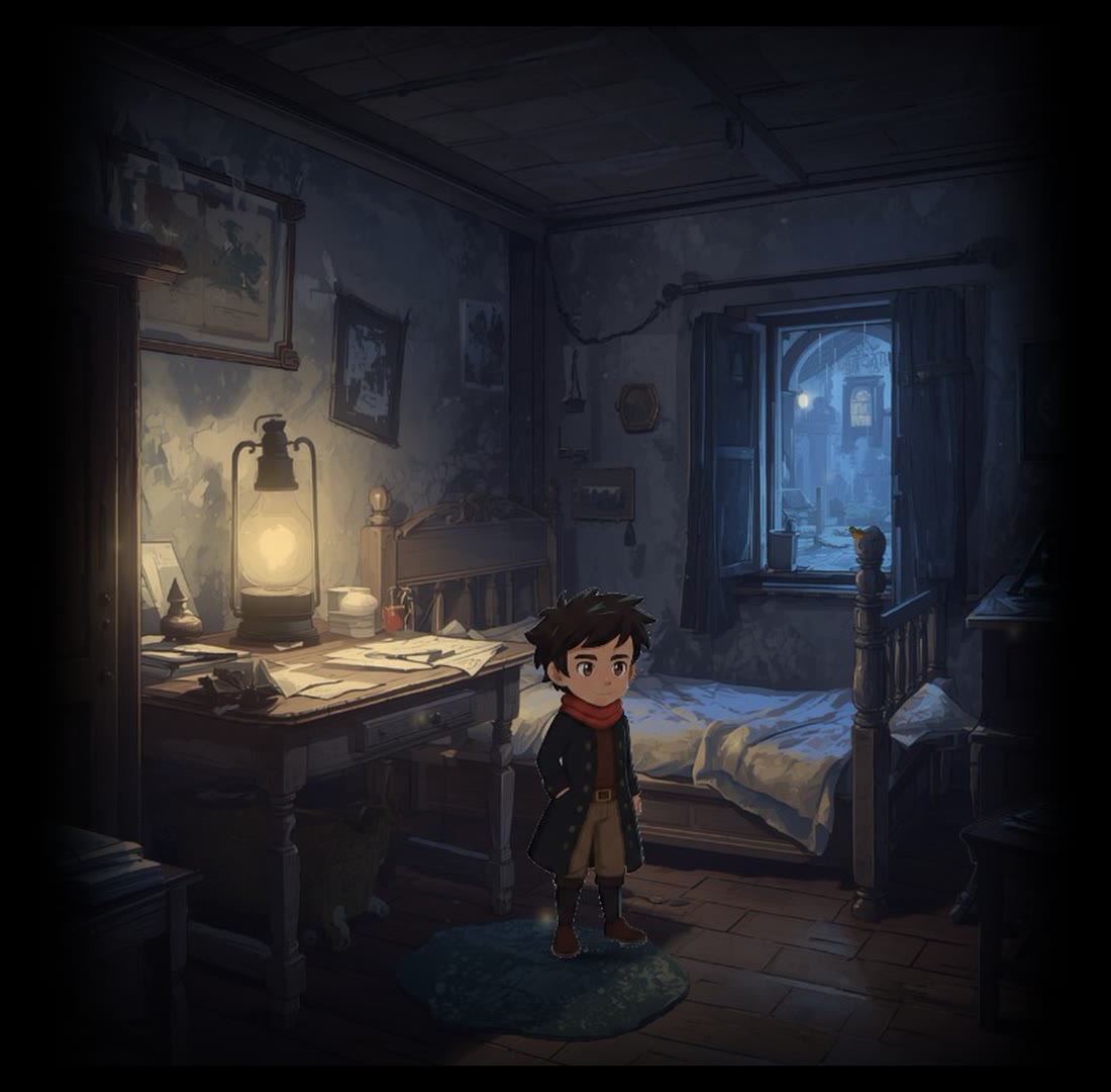 Elias no quarto da pensão, cena do teaser de Irmãos da Liberdade